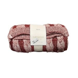 Threshold with Studio McGee Burgundy and Cream Cable Knit Throw Blanket 50x60
